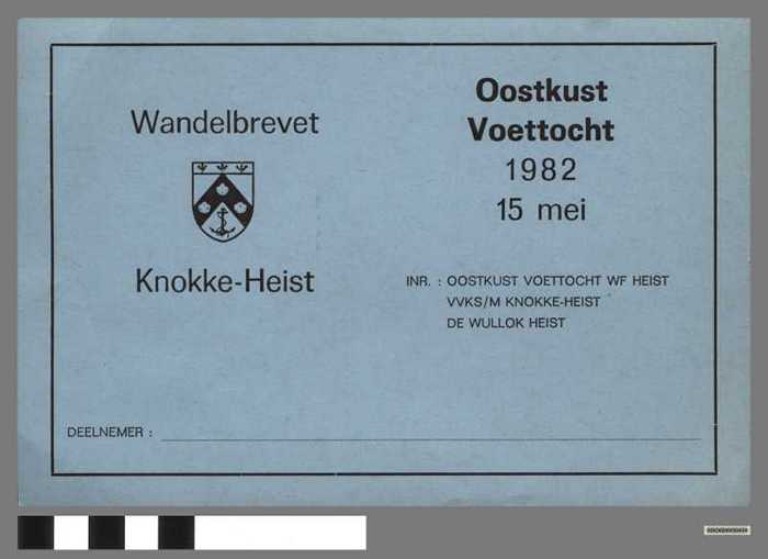 Wandelbrevet Knokke-Heist - Oostkust Voettocht - 1982 15 mei