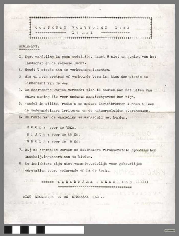 Oostkust Voettocht - 1982 15 mei - Reglement