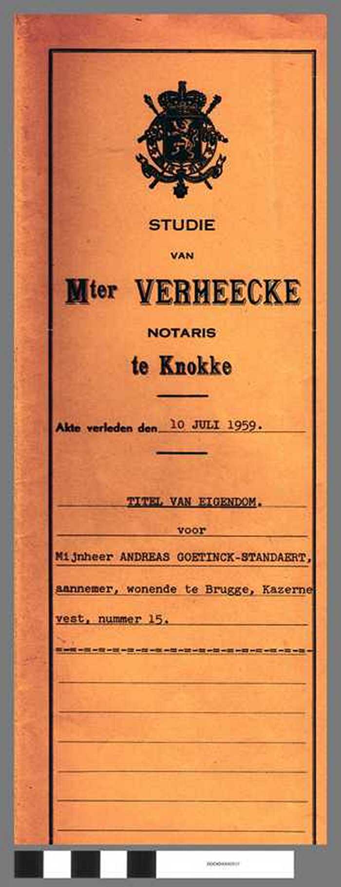 Verkoopsakte:  Villa 'Les Liserons' - 1959