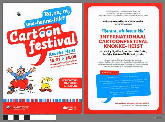 Uitnodiging opening Cartoonfestival Knokke-Heist - 2012 - 'rarara, wie benne kik'