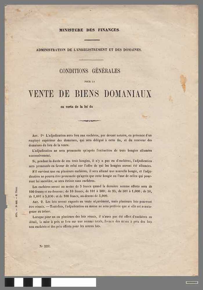 Vente de biens domaniaux