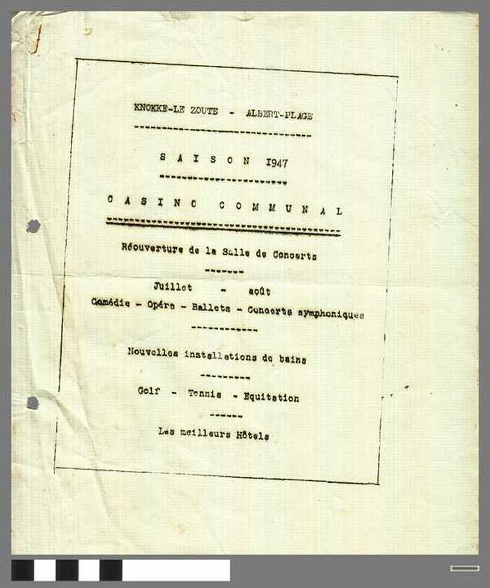 Saison 1947 - Casino Communal - Réouverture de la salle de concerts