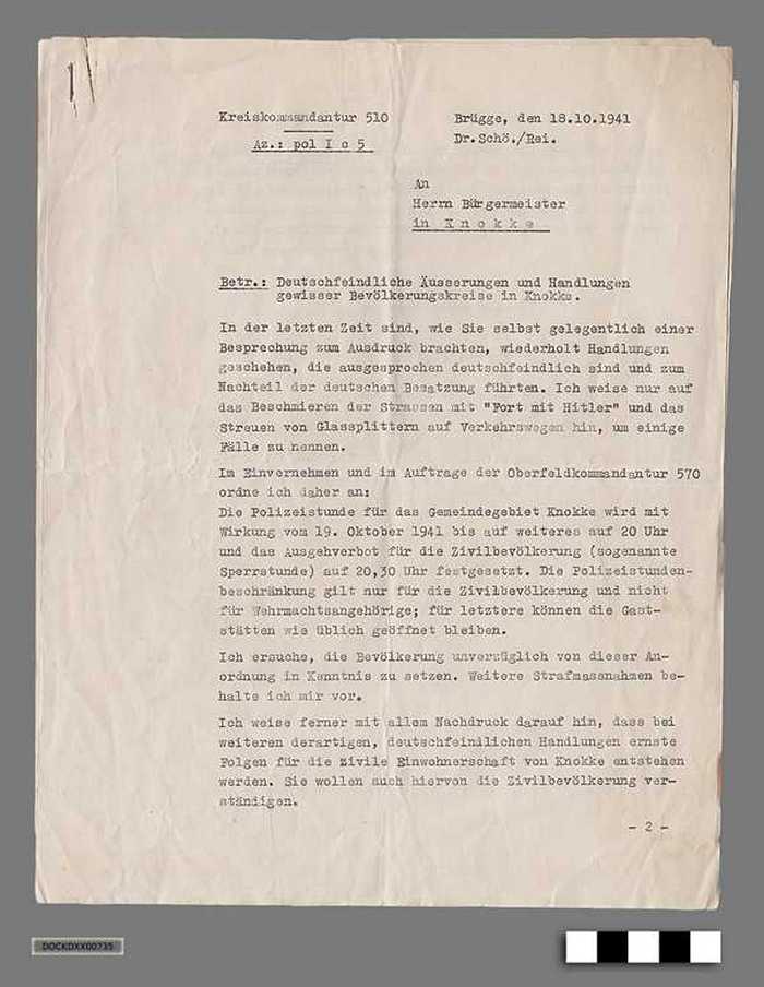 Oorlogscorrespondentie tussen Gemeentebestuur Knokke-aan-zee en Duitse bezetter anno 1941 - Het verscherpen van het politieuur