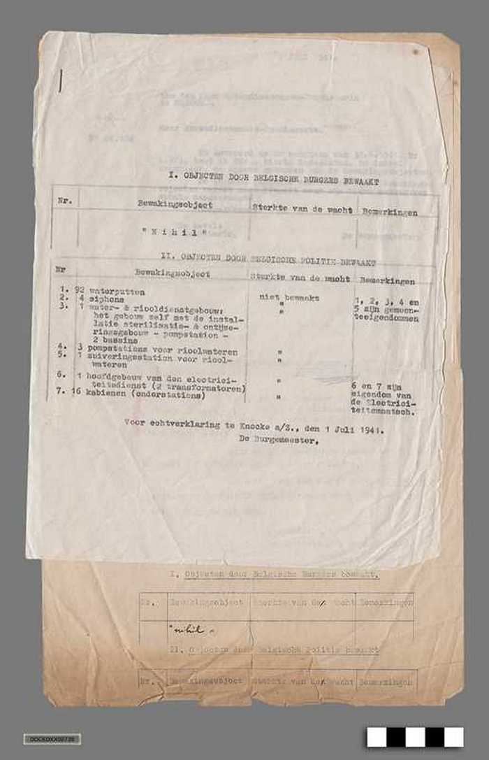 Oorlogscorrespondentie tussen Gemeentebestuur Knokke-aan-zee en Duitse bezetter anno 1941 - Vraag tot opgave van de sterkte van bewaking