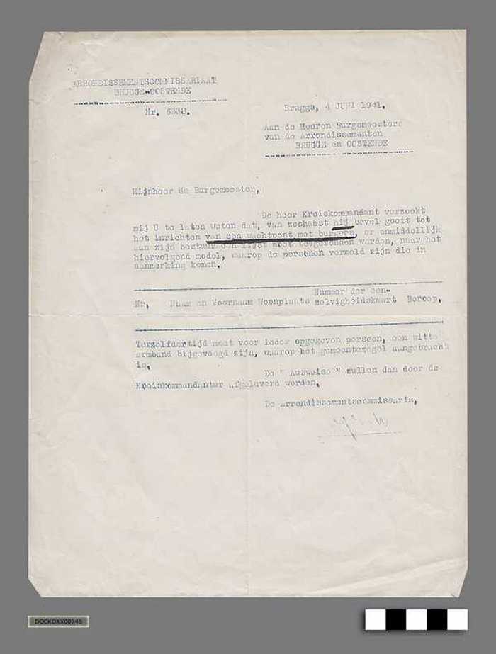 Oorlogscorrespondentie anno 1941 - Het in dienst stellen van een wachtpost met burgers