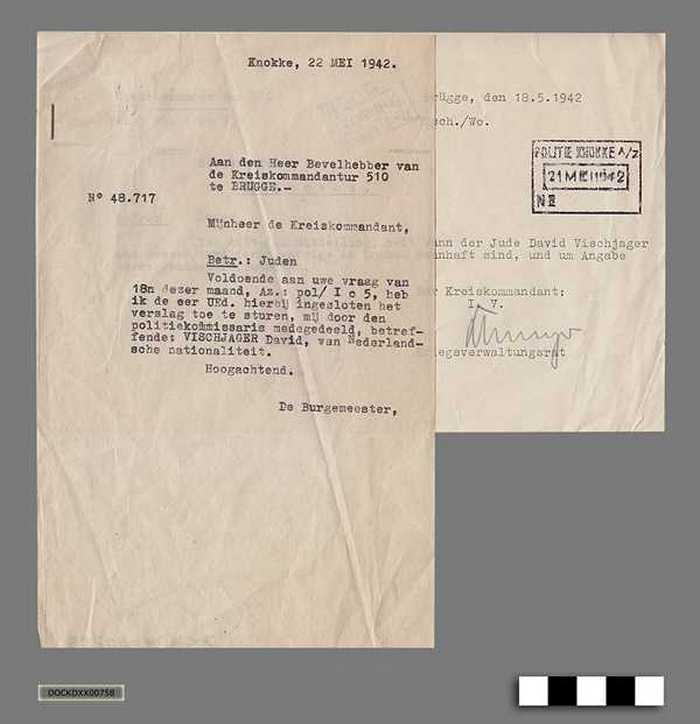 Oorlogscorrespondentie anno 1942 - Inlichtingen over David Vischjager