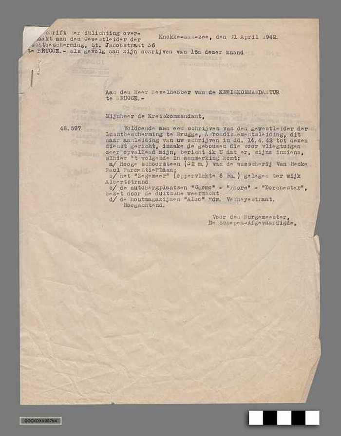 Oorlogscorrespondentie anno 1942 - Vraag om aangifte van alle door vliegtuigen goed herkenbare sites