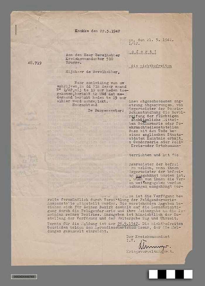 Oorlogscorrespondentie anno 1942 - Verspreiding aanplakbrieven zoektocht naar drie Engelse soldaten