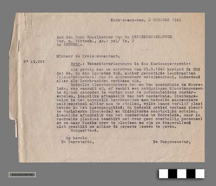 Oorlogscorrespondentie anno 1942 - Kloosterzusters van de meisjesschool