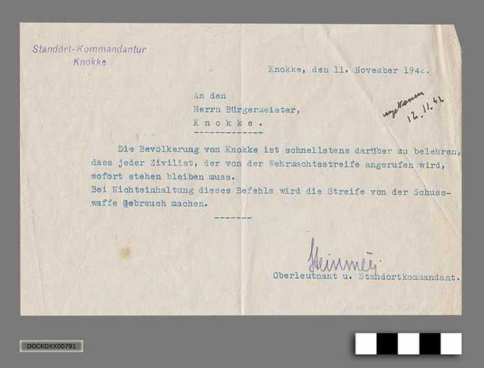 Oorlogscorrespondentie anno 1942 - Elke burger moet blijven staan op bevel van de Wehrmacht