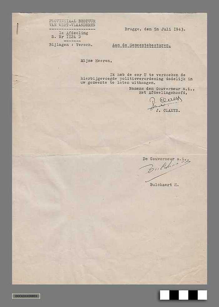 Oorlogscorrespondentie anno 1943 - Ophangen aanplakbrieven