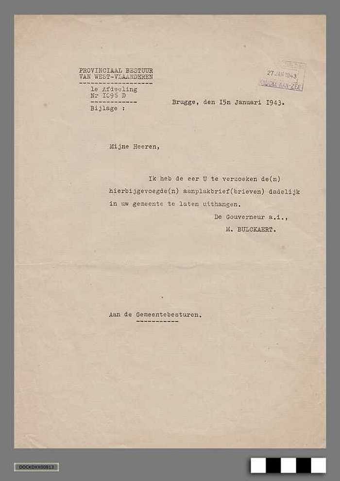 Oorlogscorrespondentie anno 1943 - Op te hangen aanplakbrieven