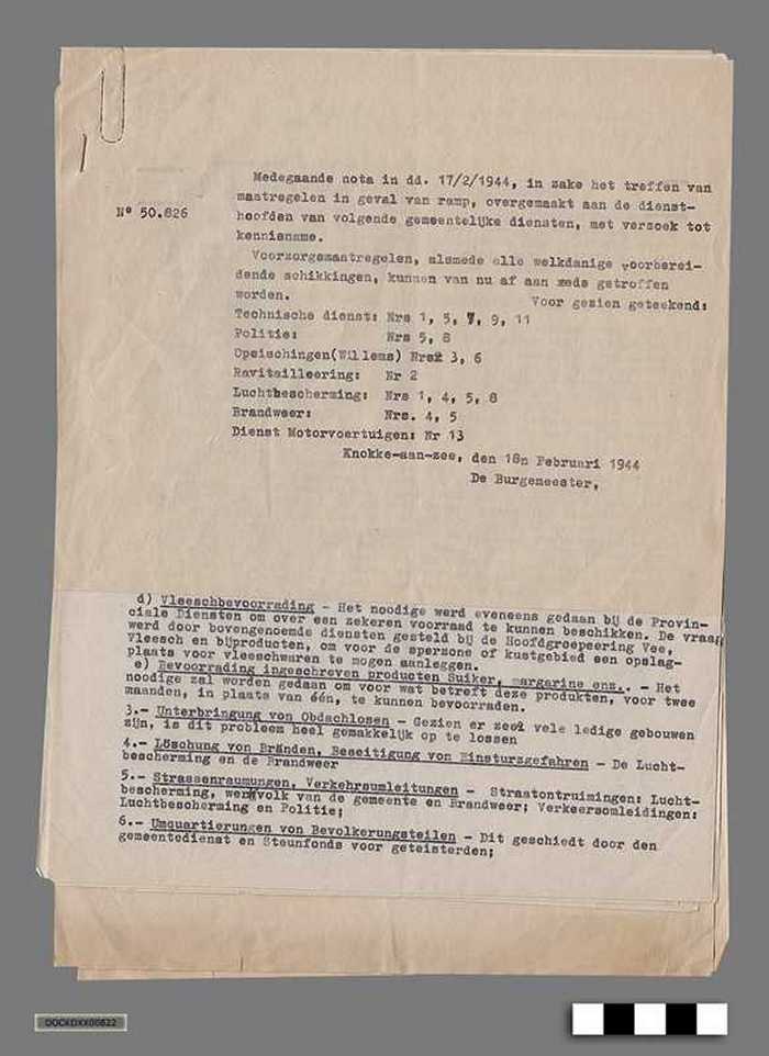 Oorlogscorrespondentie anno 1944 - Te nemen maatregelen bij rampgevallen