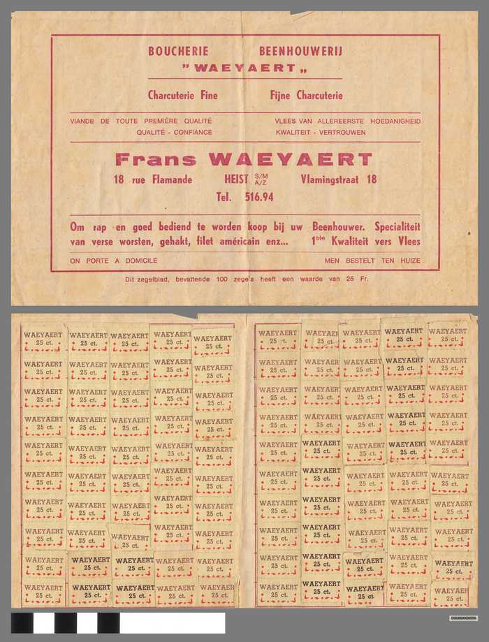 Zegelblad Beenhouwerij Waeyaert