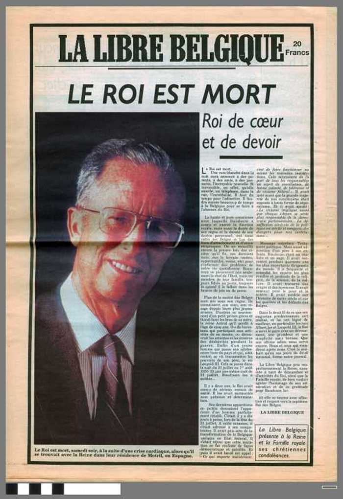 Le Roi est mort (La Libre Belgique)