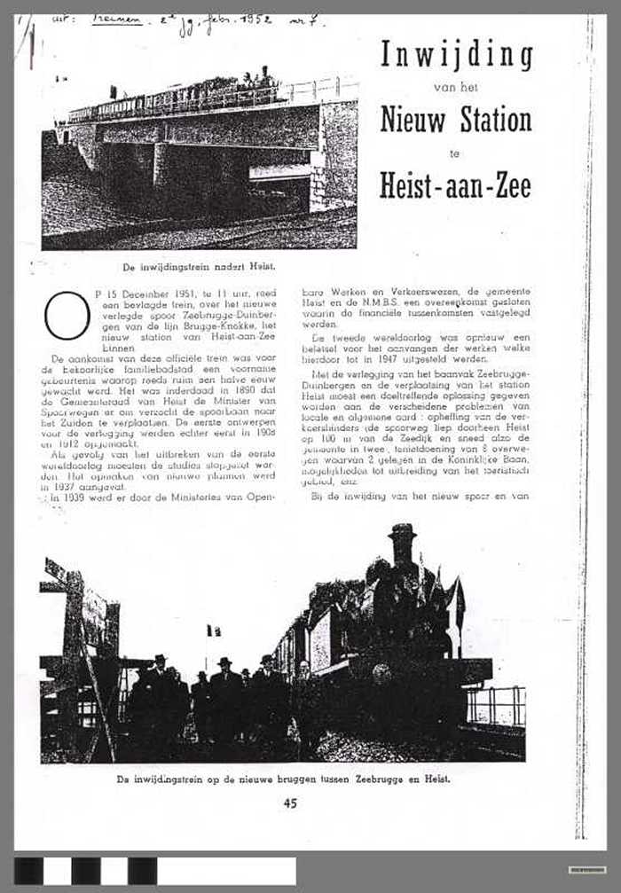 Inwijding van het Nieuw Station van Heist-aan-Zee.