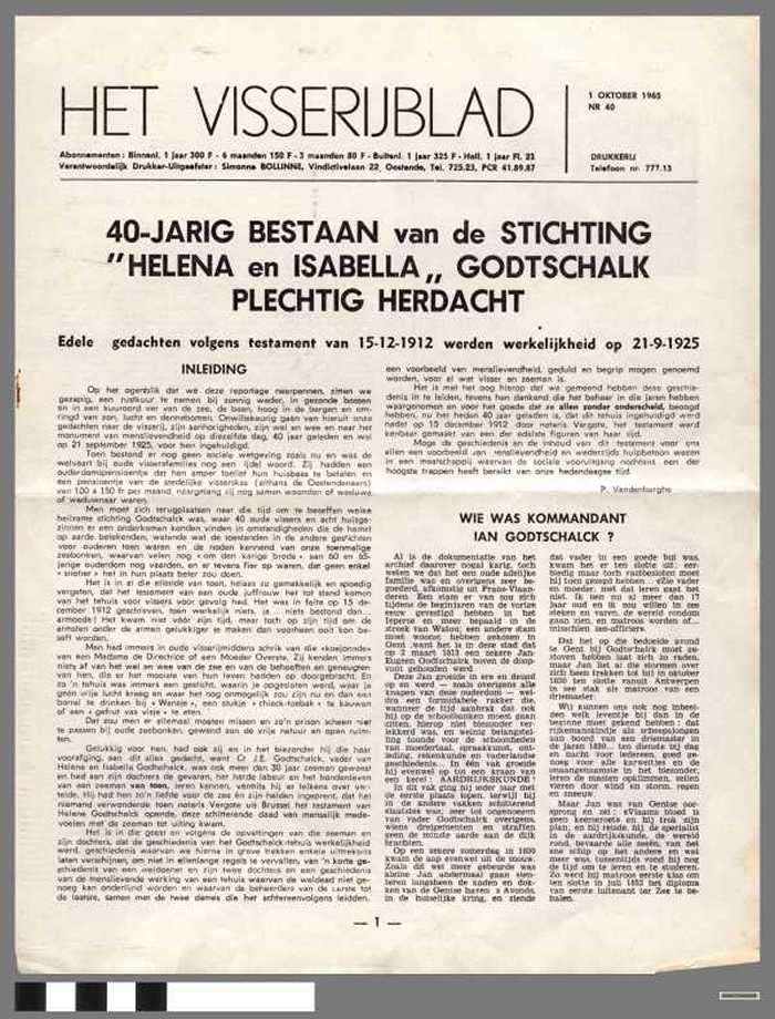 40-jarig bestaan van de stichting `Helena en Isabella Godtschalk plechtig herdacht