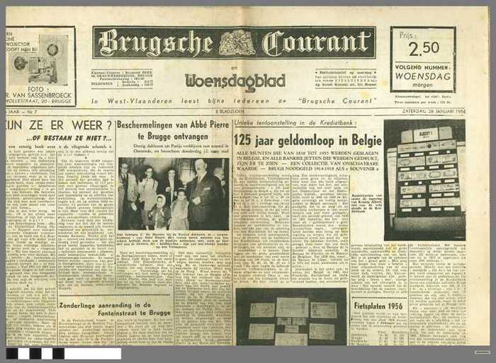 BRUGSCHE COURANT EN WOENSDAGBLAD, jaargang 21, nummer 7, 28/01/1956