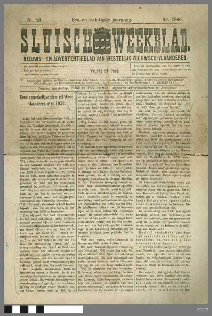 SLUISCH WEEKBLAD, jaargang 21, nummer 23, 11/06/1880