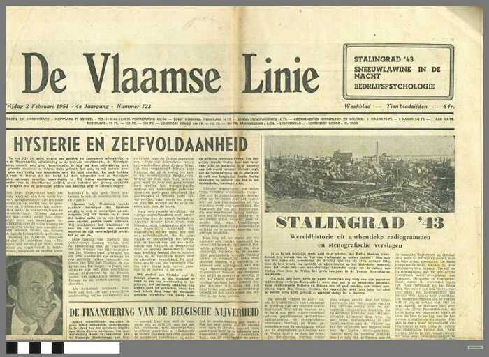 DE VLAAMSE LINIE, jaargang 4, nummer 123, 02/02/1951