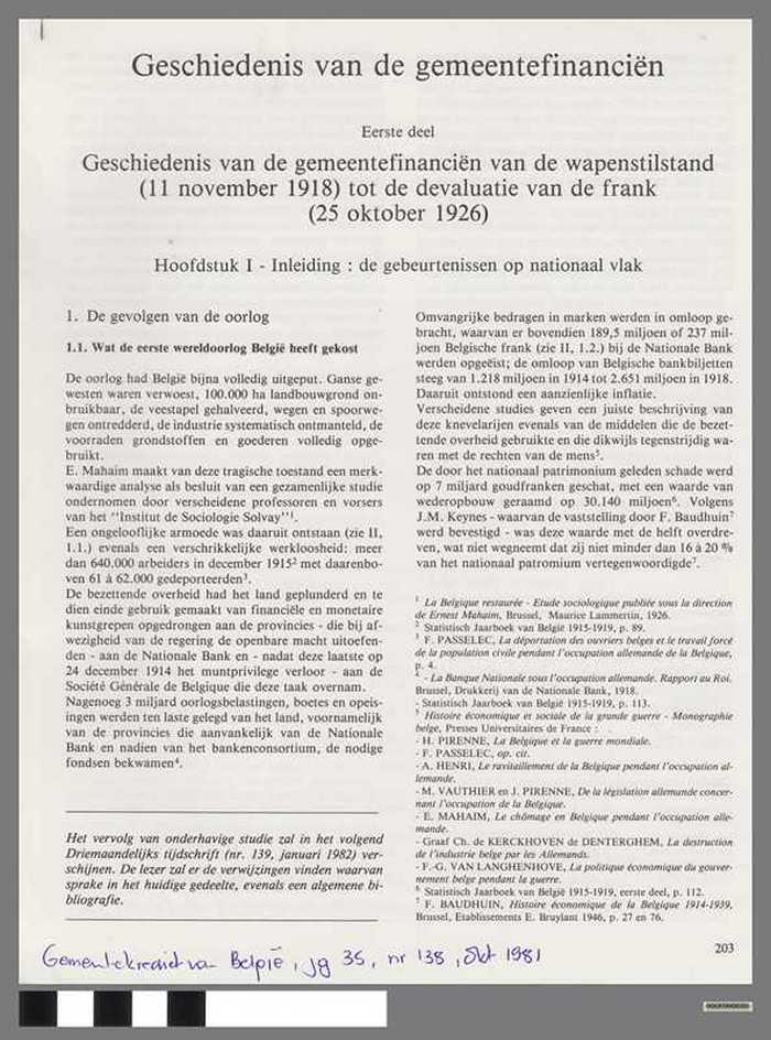 Geschiedenis van de gemeentefinanciën  - Eerste deel - Hoofdstuk I