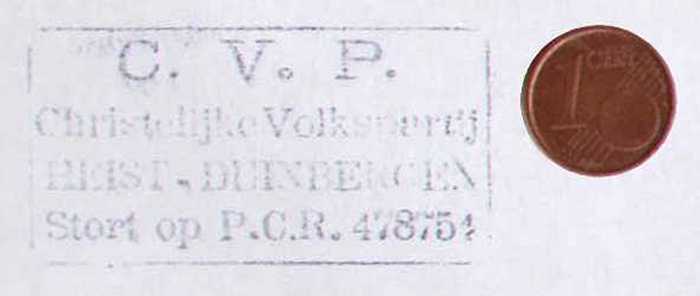 C.V P. Christelijke Volkspartij HEIST-DUINBERGEN stort op P.O.R.478754