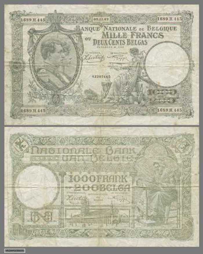 1000 Frank of 20 Belgas (België)