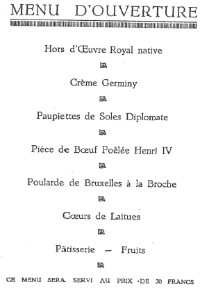 menu hotel bristol
